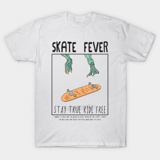 Skate fever Stay true Ride Free dinosaur T-Shirt